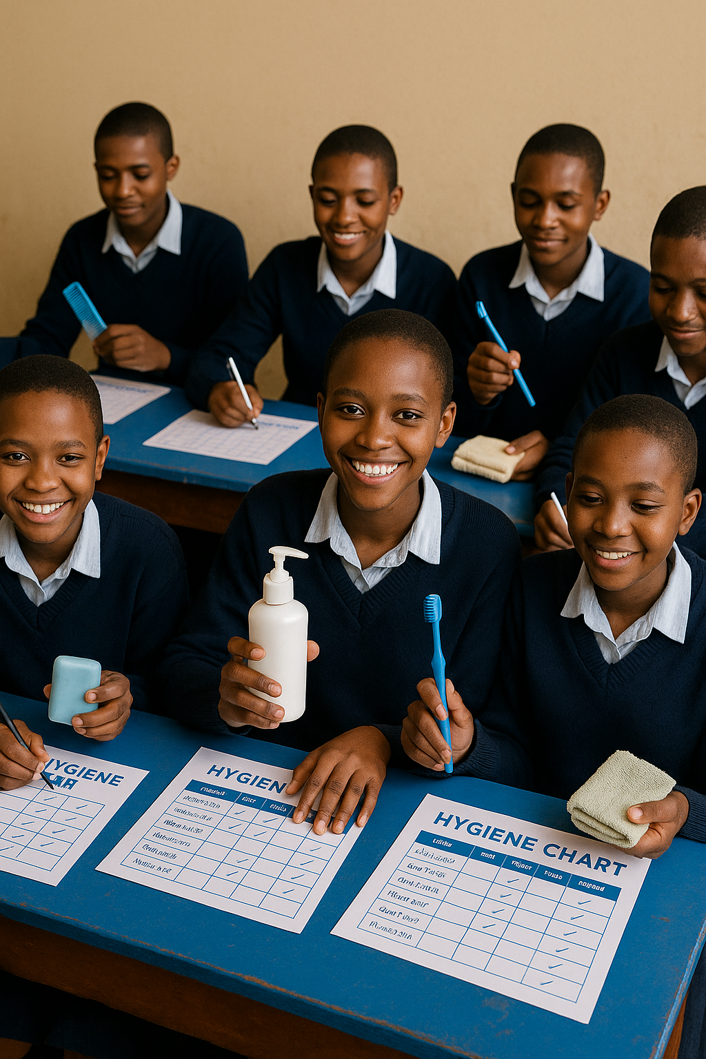 Children learning about hygiene